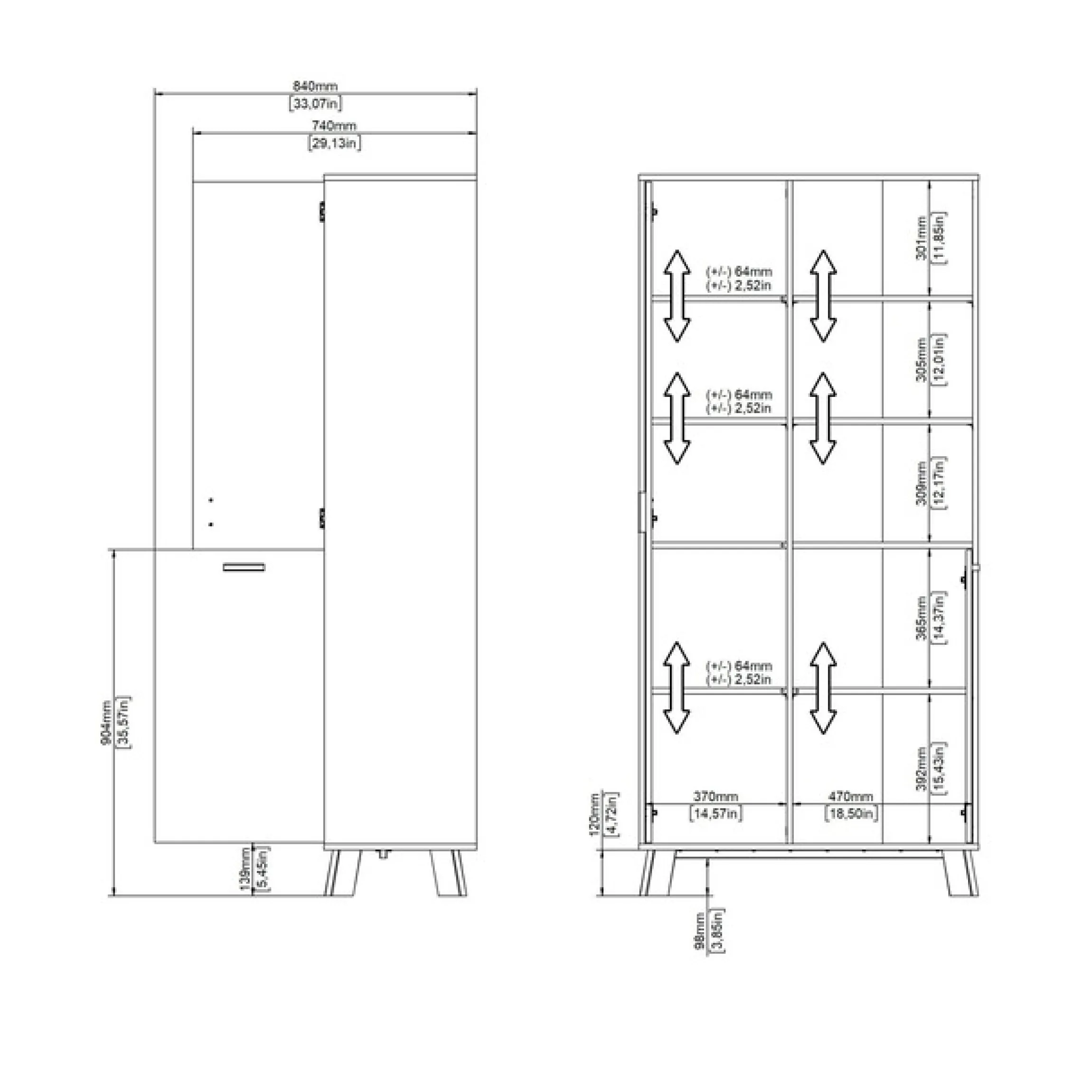 Home affaire Vitrine »Ikast Vitrinenschrank, Standvitrine, Schrank, Stauraum« 2 Türen, 3 offene Fächer, Breite 89 cm, Höhe 188 cm