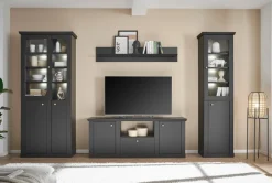 Home affaire Vitrine »Lincoln, Hochschrank im Landhausstil, moderne Glasvitrine« edles Design, messingfarbene Knopfgriffe, vielseitig einsetzbar