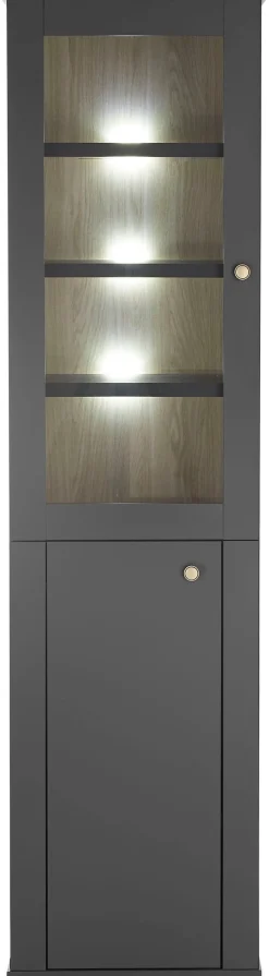 Home affaire Vitrine »Lincoln, Hochschrank im Landhausstil, moderne Glasvitrine« edles Design, messingfarbene Knopfgriffe, vielseitig einsetzbar