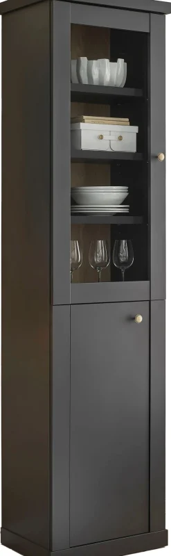 Home affaire Vitrine »Lincoln, Hochschrank im Landhausstil, moderne Glasvitrine« edles Design, messingfarbene Knopfgriffe, vielseitig einsetzbar