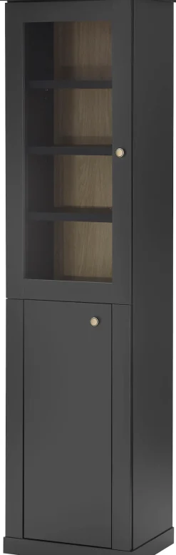 Home affaire Vitrine »Lincoln, Hochschrank im Landhausstil, moderne Glasvitrine« edles Design, messingfarbene Knopfgriffe, vielseitig einsetzbar
