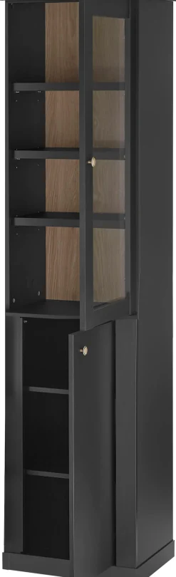 Home affaire Vitrine »Lincoln, Hochschrank im Landhausstil, moderne Glasvitrine« edles Design, messingfarbene Knopfgriffe, vielseitig einsetzbar