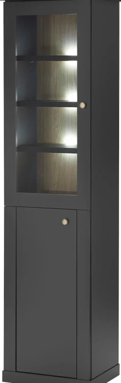 Home affaire Vitrine »Lincoln, Hochschrank im Landhausstil, moderne Glasvitrine« edles Design, messingfarbene Knopfgriffe, vielseitig einsetzbar