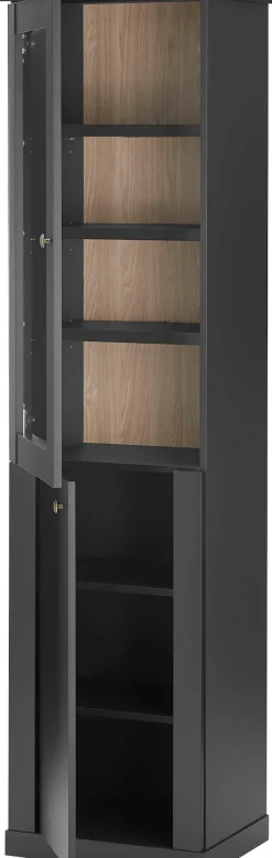 Home affaire Vitrine »Lincoln, Hochschrank im Landhausstil, moderne Glasvitrine« edles Design, messingfarbene Knopfgriffe, vielseitig einsetzbar