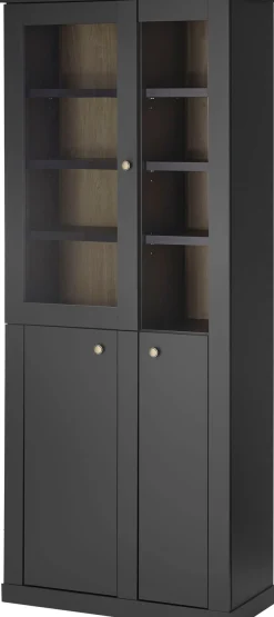 Home affaire Vitrine »Lincoln, Hochschrank im Landhausstil, moderne Glasvitrine« edles Design, messingfarbene Knopfgriffe, vielseitig einsetzbar