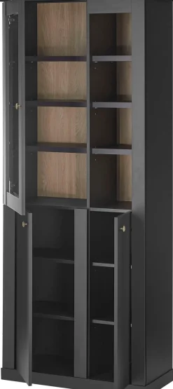 Home affaire Vitrine »Lincoln, Hochschrank im Landhausstil, moderne Glasvitrine« edles Design, messingfarbene Knopfgriffe, vielseitig einsetzbar