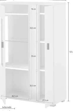 Home affaire Vitrine »LONG ISLAND, Stauramvitrine« 1 Stk. tlg. in moderner Trendfarbe,inklusive senkrechter Beleuchtung,Breite 80 cm