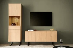 Home affaire Vitrine »Lund, moderner Hochschrank, Glasvitrine mit Kufengestell aus Metall« optisch dünner Oberboden, hochwertige Optik, ausreichend Stauraum