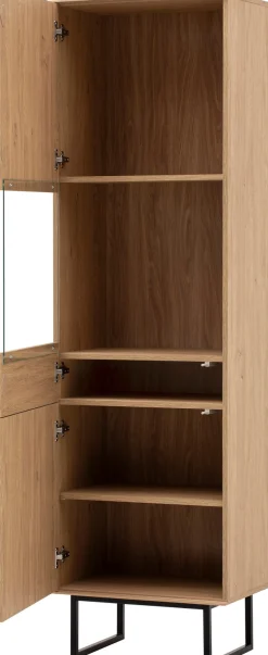 Home affaire Vitrine »Lund, moderner Hochschrank, Glasvitrine mit Kufengestell aus Metall« optisch dünner Oberboden, hochwertige Optik, ausreichend Stauraum
