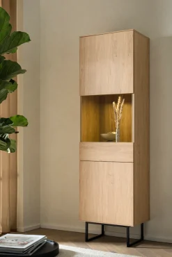 Home affaire Vitrine »Lund, moderner Hochschrank, Glasvitrine mit Kufengestell aus Metall« optisch dünner Oberboden, hochwertige Optik, ausreichend Stauraum