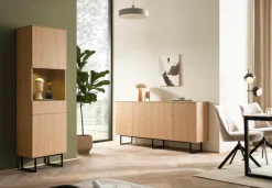 Home affaire Vitrine »Lund, moderner Hochschrank, Glasvitrine mit Kufengestell aus Metall« optisch dünner Oberboden, hochwertige Optik, ausreichend Stauraum