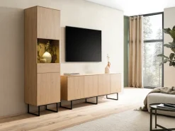 Home affaire Vitrine »Lund, moderner Hochschrank, Glasvitrine mit Kufengestell aus Metall« optisch dünner Oberboden, hochwertige Optik, ausreichend Stauraum