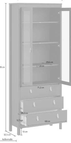 Home affaire Vitrine »Madrid, Glasvitrine Vitrinenschrank AusstellungSammelvitrine« mit 2 Glastüren und 3 Schubladen, Breite 78 cm