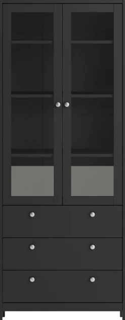 Home affaire Vitrine »Madrid, Glasvitrine Vitrinenschrank AusstellungSammelvitrine« mit 2 Glastüren und 3 Schubladen, Breite 78 cm