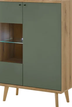 Home affaire Vitrine »MAVAS« in moderner Trendfarbe, Giffe aus Metall (Schwarz), Höhe 134 cm