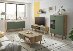 Home affaire Vitrine »MAVAS« in moderner Trendfarbe, Giffe aus Metall (Schwarz), Höhe 134 cm