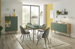 Home affaire Vitrine »MAVAS« in moderner Trendfarbe, Giffe aus Metall (Schwarz), Höhe 134 cm