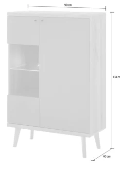Home affaire Vitrine »MAVAS« in moderner Trendfarbe, Giffe aus Metall (Schwarz), Höhe 134 cm
