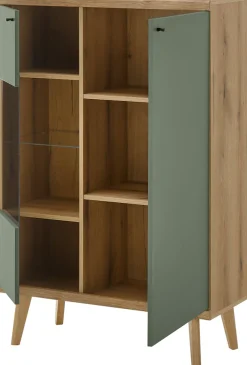 Home affaire Vitrine »MAVAS« in moderner Trendfarbe, Giffe aus Metall (Schwarz), Höhe 134 cm