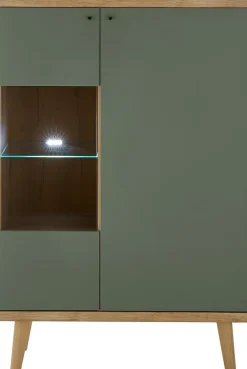 Home affaire Vitrine »MAVAS« in moderner Trendfarbe, Giffe aus Metall (Schwarz), Höhe 134 cm