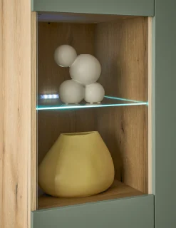 Home affaire Vitrine »MAVAS« in moderner Trendfarbe, Giffe aus Metall (Schwarz), Höhe 134 cm