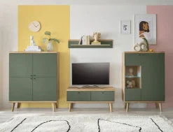 Home affaire Vitrine »MAVAS« in moderner Trendfarbe, Giffe aus Metall (Schwarz), Höhe 134 cm