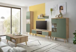 Home affaire Vitrine »MAVAS« in moderner Trendfarbe, Giffe aus Metall (Schwarz), Höhe 134 cm
