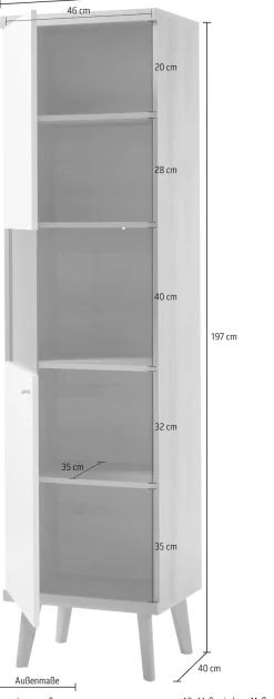 Home affaire Vitrine »Merle« Scandi Design, Höhe 197 cm
