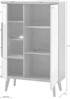Home affaire Vitrine »Merle« Scandi Design, Höhe 134 cm