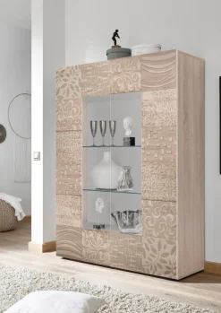 Home affaire Vitrine »Miro« Stauraumvitrine, Höhe 166 cm mit dekorativem Siebdruck