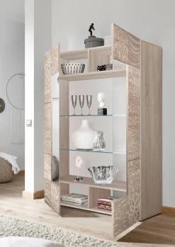 Home affaire Vitrine »Miro« Stauraumvitrine, Höhe 166 cm mit dekorativem Siebdruck