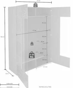 Home affaire Vitrine »Miro« Stauraumvitrine, Höhe 166 cm mit dekorativem Siebdruck