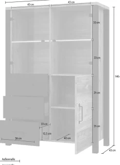 Home affaire Vitrine »Olin« Höhe 146 cm