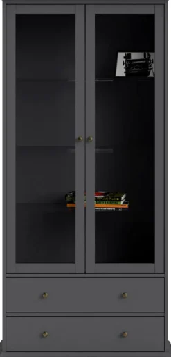 Home affaire Vitrine »Paris Glasvitrine Vitrinenschrank AusstellungSammelvitrine« mit 2 Glastüren und 2 Schubladen, Breite, 96 cm, Höhe 200 cm
