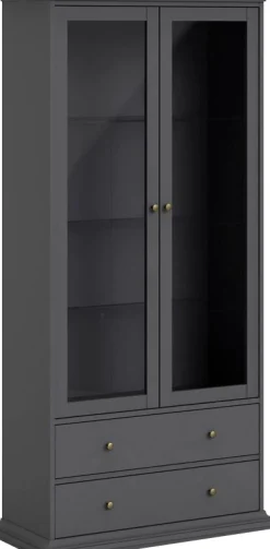 Home affaire Vitrine »Paris Glasvitrine Vitrinenschrank AusstellungSammelvitrine« mit 2 Glastüren und 2 Schubladen, Breite, 96 cm, Höhe 200 cm