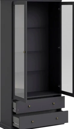 Home affaire Vitrine »Paris Glasvitrine Vitrinenschrank AusstellungSammelvitrine« mit 2 Glastüren und 2 Schubladen, Breite, 96 cm, Höhe 200 cm