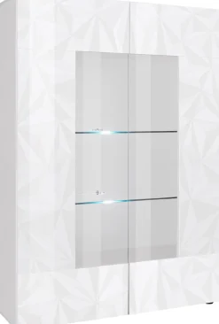 Home affaire Vitrine »Prisma Höhe 166 cm, Breite 121 cm, Stauraumvitrine mit 2 Türen,« Standvitrine - Front mit elegantem Siebdruck, grifflos, viel Stauraum