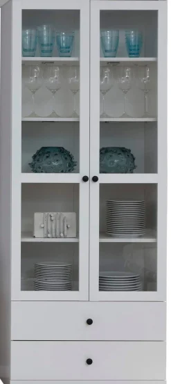 Home affaire Vitrine »Örebro« Vitrine mit 2 Türen, 2 Schubkasten & Soft-Close - (B/T/H) 81/41/196 cm