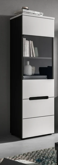 Home affaire Vitrine »REHAT, TOPSELLER!, Höhe 125 cm, 1 Glastür, 1 Böden, 3 Fächer« stehend und hängend montierbar, 1 Stk. tlg. Vitrinenschrank, Schrank, Glasvitrine, Wohnzimmervitrine