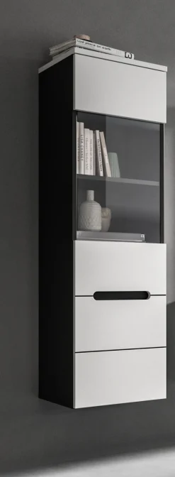 Home affaire Vitrine »REHAT, TOPSELLER!, Höhe 125 cm, 1 Glastür, 1 Böden, 3 Fächer« stehend und hängend montierbar, 1 Stk. tlg. Vitrinenschrank, Schrank, Glasvitrine, Wohnzimmervitrine