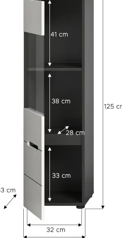 Home affaire Vitrine »REHAT, TOPSELLER!, Höhe 125 cm, 1 Glastür, 1 Böden, 3 Fächer« stehend und hängend montierbar, 1 Stk. tlg. Vitrinenschrank, Schrank, Glasvitrine, Wohnzimmervitrine