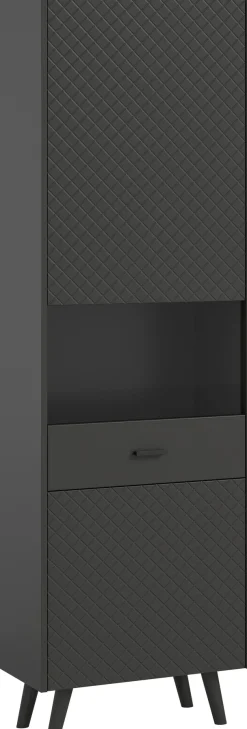 Home affaire Vitrine »RHOMBUS, hochwertige MDF-Front mit Karo-Optik« 1 Stk. tlg. Vitrine, Schrank, Wohnzimmer, Esszimmer
