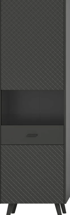Home affaire Vitrine »RHOMBUS, hochwertige MDF-Front mit Karo-Optik« 1 Stk. tlg. Vitrine, Schrank, Wohnzimmer, Esszimmer