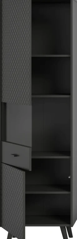 Home affaire Vitrine »RHOMBUS, hochwertige MDF-Front mit Karo-Optik« 1 Stk. tlg. Vitrine, Schrank, Wohnzimmer, Esszimmer