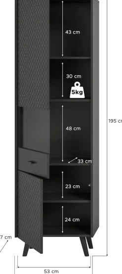 Home affaire Vitrine »RHOMBUS, hochwertige MDF-Front mit Karo-Optik« 1 Stk. tlg. Vitrine, Schrank, Wohnzimmer, Esszimmer