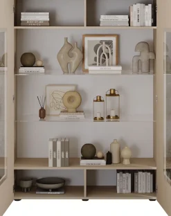 Home affaire Vitrine »RIO, Höhe 166 cm, Hochschrank mit 2 Türen, Anrichte, Standvitrine« Vitrinenschrank, geriffelte MDF-Fronten, modern, elegant, geräumig