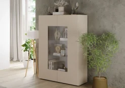 Home affaire Vitrine »RIO, Höhe 166 cm, Hochschrank mit 2 Türen, Anrichte, Standvitrine« Vitrinenschrank, geriffelte MDF-Fronten, modern, elegant, geräumig