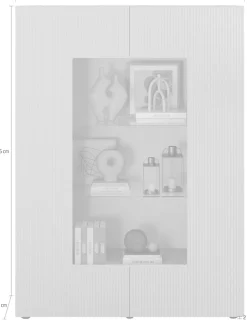 Home affaire Vitrine »RIO, Höhe 166 cm, Hochschrank mit 2 Türen, Anrichte, Standvitrine« Vitrinenschrank, geriffelte MDF-Fronten, modern, elegant, geräumig