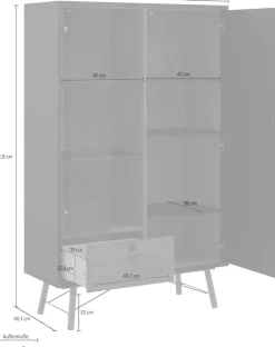 Home affaire Vitrine »Ry Glasvitrine Vitrinenschrank AusstellungSammelvitrine« mit Glastür und einer geschlossenen Tür sowie einer Schublade