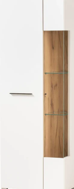 Home affaire Vitrine »Salerno Hochschrank, Glasvitrine, Weiß mit Eiche Evoke Dekor, modern.« Metallgriffe, ausreichend Stauraum, vielseitig einsetzbar, 72 cm breit